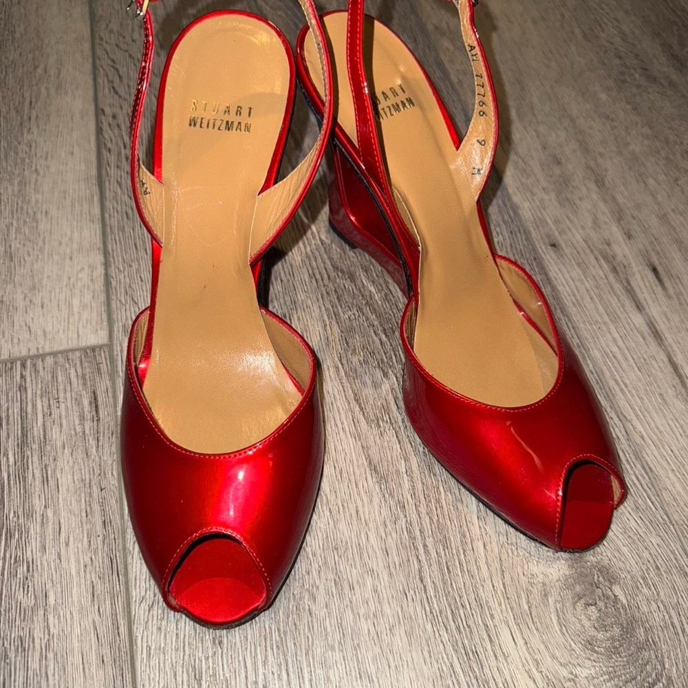 Stuart Weitzman Red Patent Leather Heels